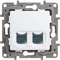 Розетка компьютерная без рамки Legrand Etika 2-м. RJ45+RJ45 6e белый картинка